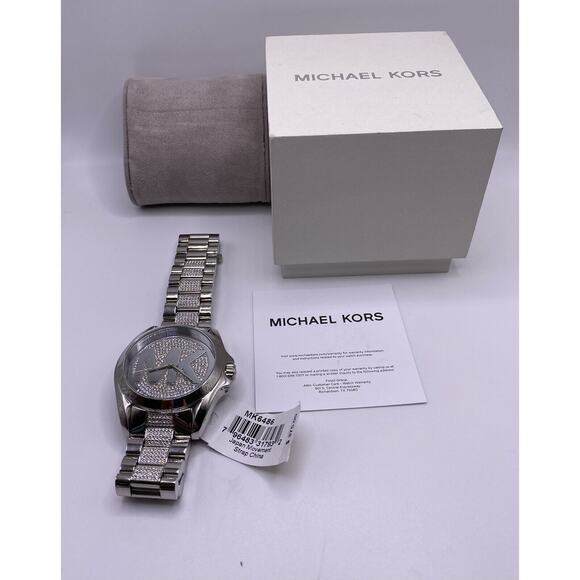 Michael Kors MK6486 MK Logo Dial Analog Sliver Quartz Women's Watch - Picture 1 of 10